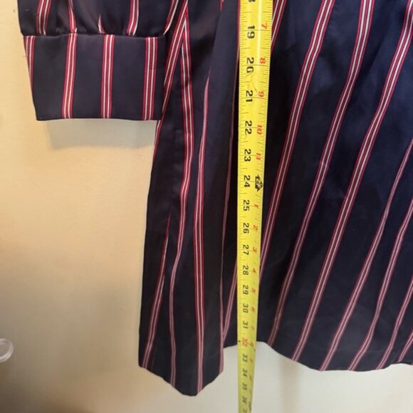 SANDRO Respect Striped Long Sleeve Preppy Satin Twill Belted Dress Lightweight - Picture 16 of 16